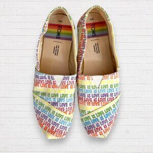 TOMS Alpargata Rainbow LOVE IS LOVE Slip-On Shoes Loafers Pride LGBTQ+ Womens 9